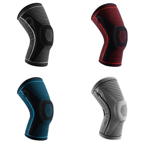 

summer outdoor compression sports silicone spring breathable knee pads mountaineering running basketball riding knitted pad elbow &, Black;gray