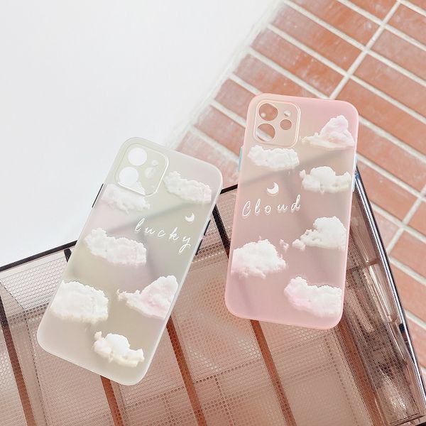 

colorful clouds for iphone cases built-in pink rubber bumper anti-scratch clear phone cover skin fashion style 12 pro max case