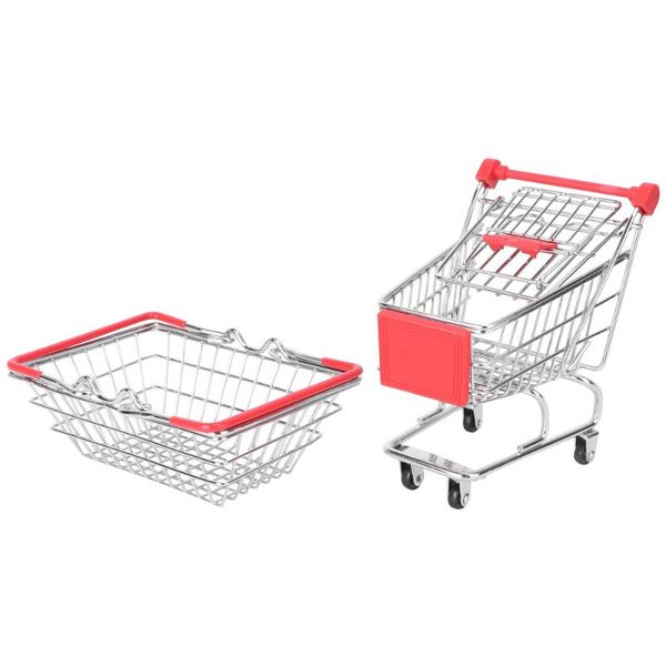 

storage baskets 2pcs trolley shaped food tray basket fruit (random color)