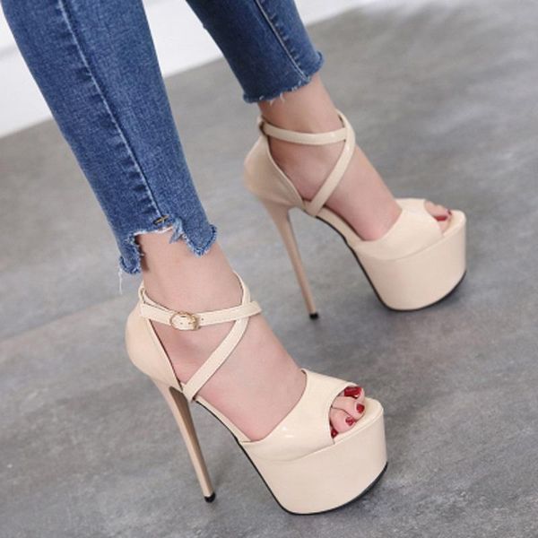 

cm high heels fine fashion plus size women's shoes sandals 9 40 yards, Black