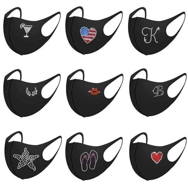 

bling diamond face mask black red lover lips ice silk washable reusable cover shield sequins designer shiny part