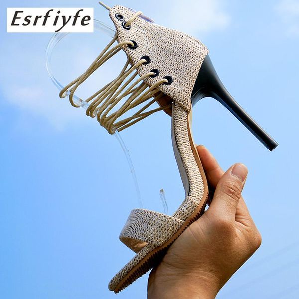

large size 34-48 women sandals summer lace-up fashion high heel open toe shoes female thin ladies, Black