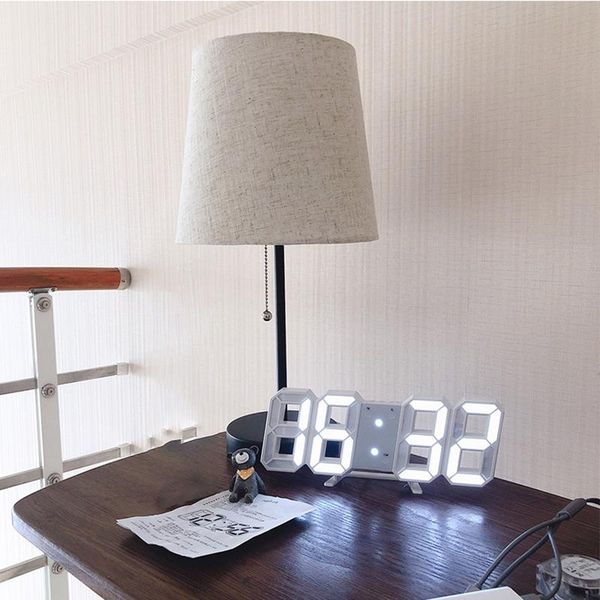 

wall clocks 3d led digital clock glowing night mode brightness adjustable electronic table 24/12 hour display alarm room decor