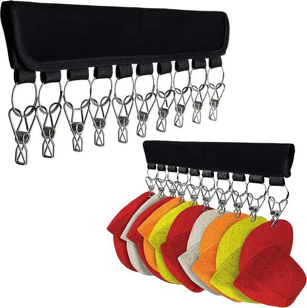 

hangers & racks hat organizer holder for hanger storage room & closet, 10 large clips to hang baseball hats, ball caps, winter be