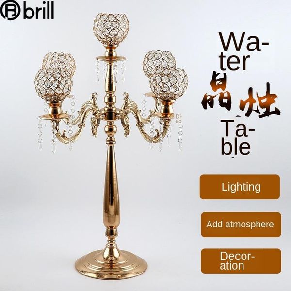 

candle holders nordic creative crystal holder gold metal 5 arm candlestick wedding center bougies et supports portavelas decoracion