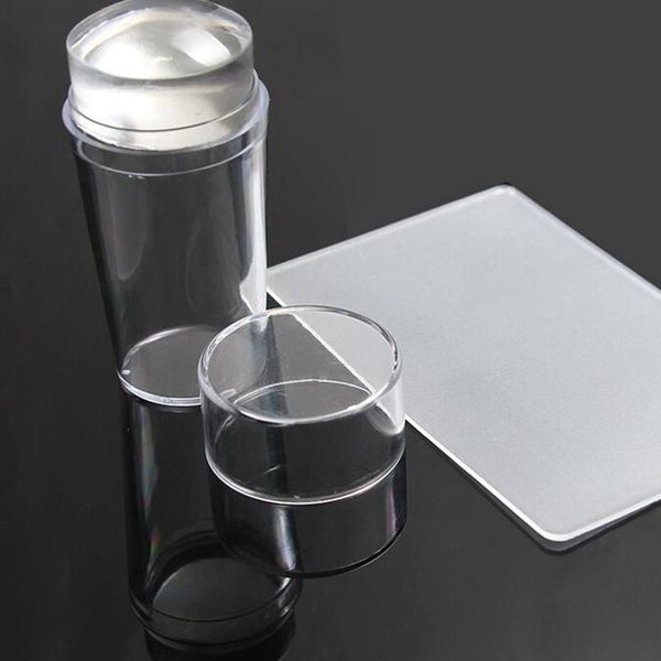 

nail art kits 2.8cm head clear jelly silicone stamper scraper with cap transparent stamping polish transfer templates tools manicure