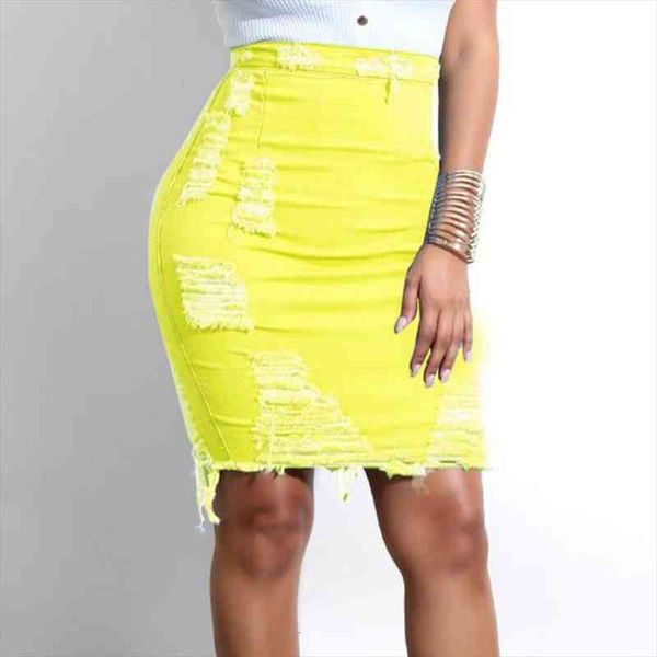 

yellow jean skirt womens denim pencil skirt stretchy high waist solid party mini summer bodycon female faldas mujer, Black