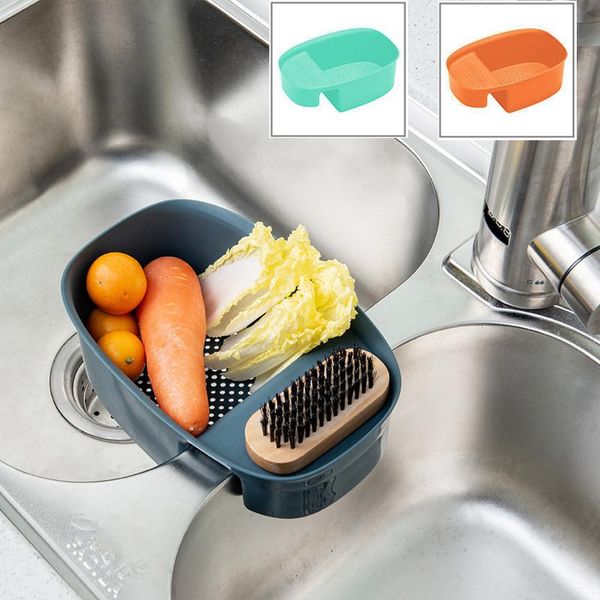 

kitchen drain storage basket suction cup rack supplies organizer dishwashing shelf accessories baskets