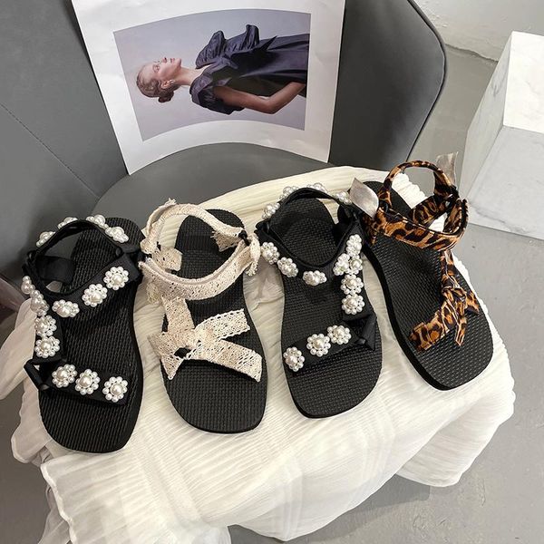 

sandals gladiator for women hook & loop summer beach sport sandal casual shoes anti-slip slippers girls female, Black