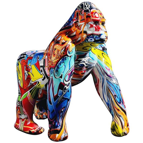 Objetos decorativos Figurines [HHT] Abstract Art Colorful Gorilla Sculpture Ornaments Creative Home Decorações Entrada TV Gabinete CH