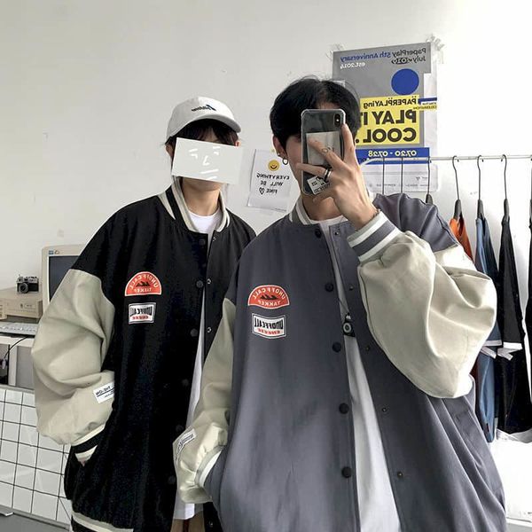 

women's jackets korean men's jacket, couple large splicing baseball sportswear, fashion autumn, Black;brown