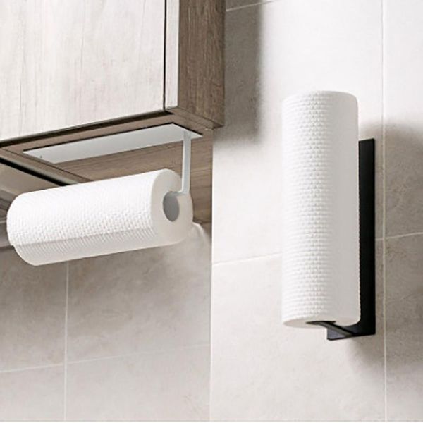 

toilet paper holders kitchen punch self adhesive roll towel holder rack tissue hanger nail-cabinet shelf