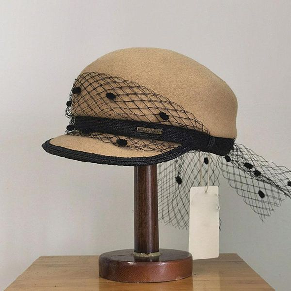 

stingy brim hats japan fall winter mesh retro woolen cap octagonal hat for women fashion casual equestrian bone high quality, Blue;gray