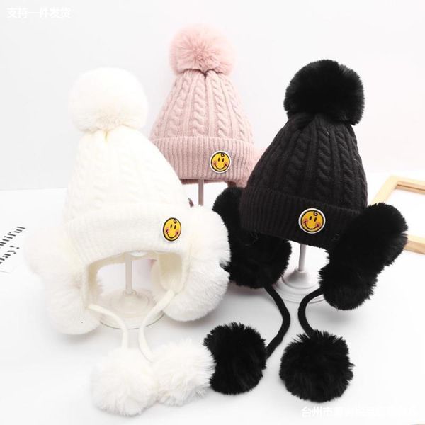 

hat children's windproof winter ear protection boys' autumn and winter plush trendy wool, Blue;gray