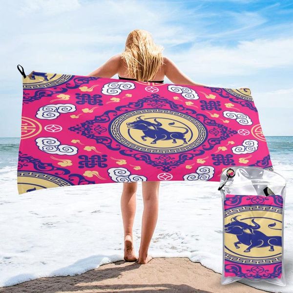 

towel quick dry beach asian zodiac ox sign microfiber bath cushion swimming personalized sand free
