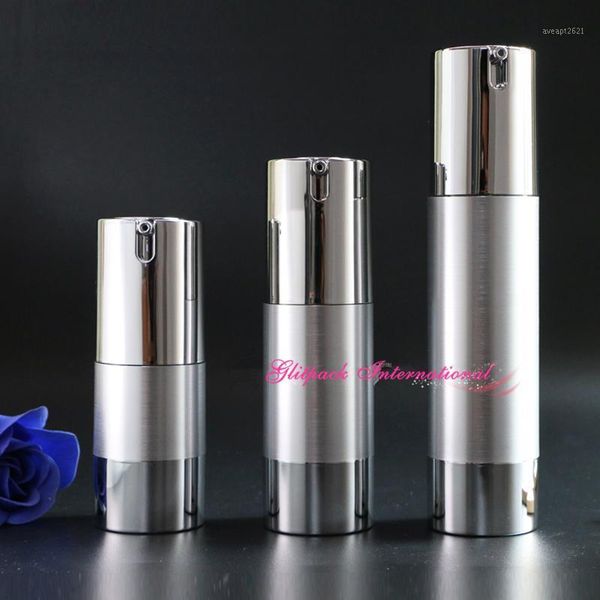 

storage bottles & jars 15ml 30ml 50ml empty airless pump shiny silve/gold mini portable vacuum cosmetic treatment travel cream bottle