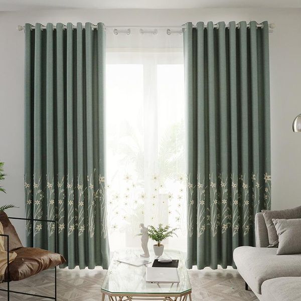 

curtain & drapes embossed embroidered modern and simple thickened multi-purpose curtains for living room bedroom study high shading rate