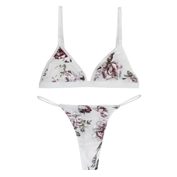 

bras sets women's underwear set floral print female bra and panty comfortable v neck ladies brassiere lingerie adjustable straps, Red;black