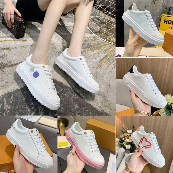 Luxurys Designers Scarpe casual Donna Time Out Sneaker Bassa in pelle di vitello bianca Suola in gomma con battistrada Formatori stampati taglia 35-40