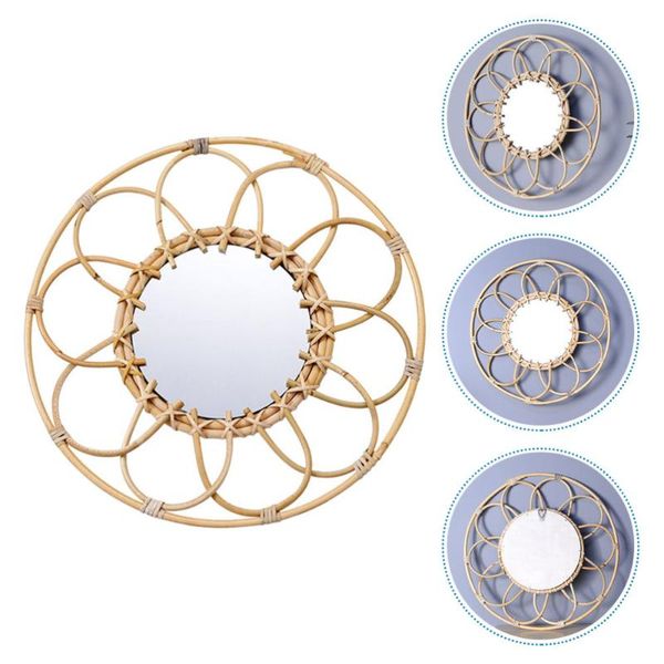 

mirrors 1pc hand-woven makeup mirror decorative pendant pography prop (khaki)