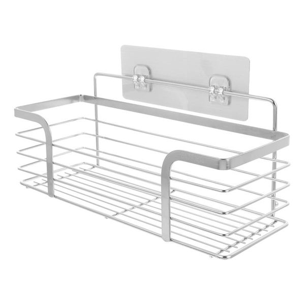 

kitchen storage & organization 1pc stainless wall-mounted rack multi-functional sundries (silver)