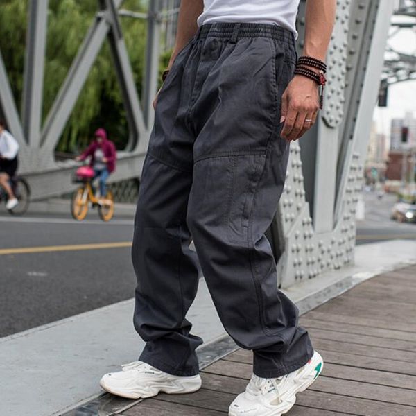 

men's pants loose casual pants men's wear plus pocket hougong hip hop, Black