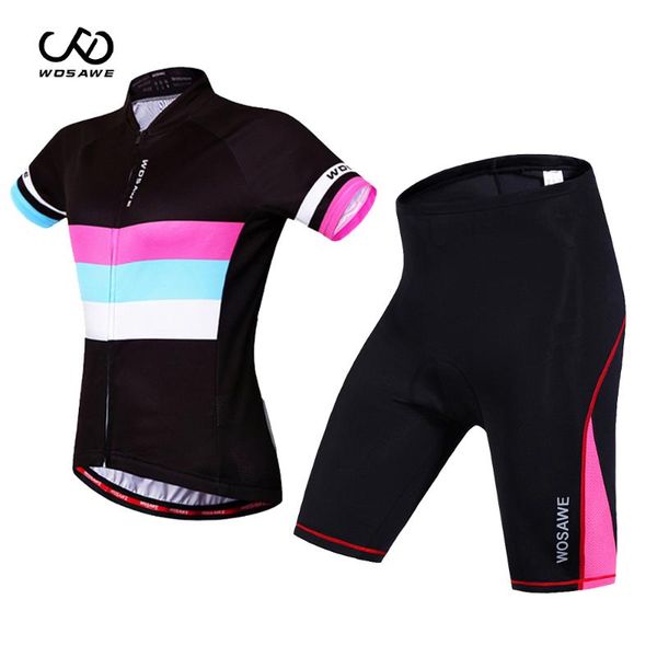 

summer women cycling jerseys sets breathable windproof female mtb bike jersey shorts ropa ciclismo riding suit racing, Black;blue