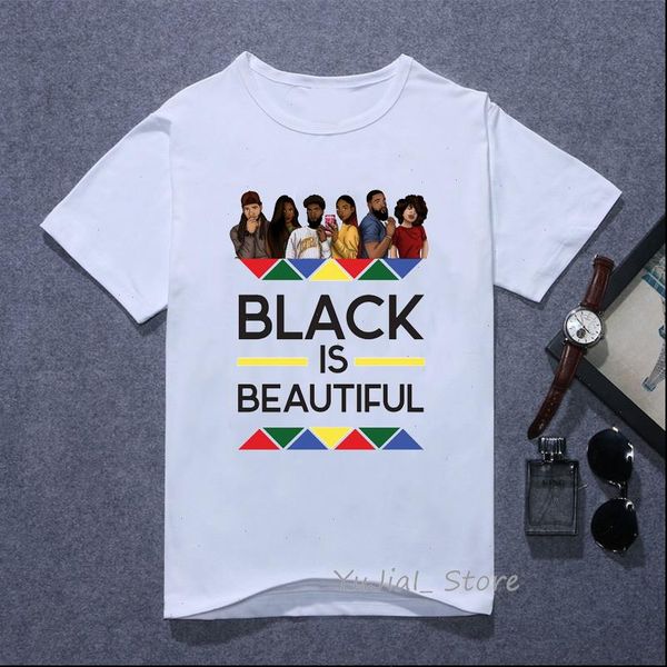 

black womens t shirts is beautiful letter print shirt melanin african girl femme graphic tees summer, White
