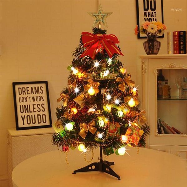 

christmas decorations 60cm /40cm glowing artificial tabletree mini xmas decoration with led night light for day home decor