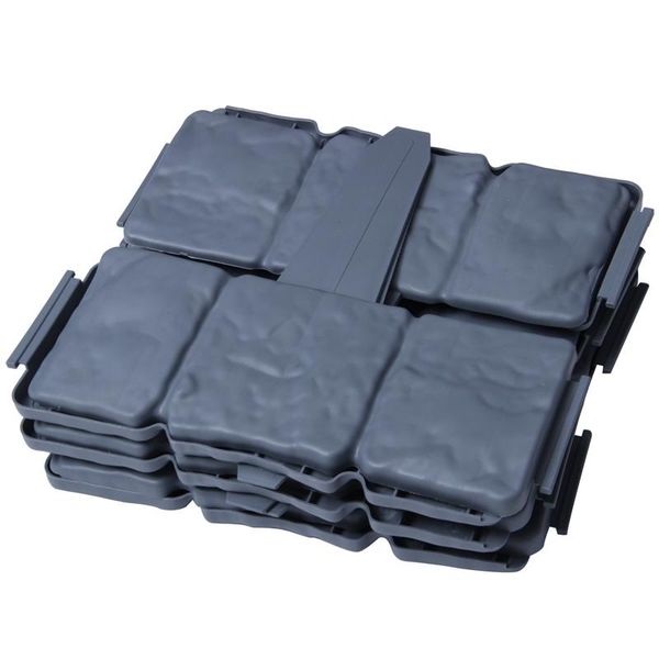 

12pc grey garden fence edging cobbled stone effect plastic lawn plant border decorations flower bed fencing, trellis & gates