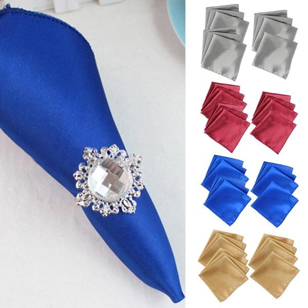 

table napkin 10pcs 30x30cm square satin cloth soft pocket handkerchief for wedding birthday party