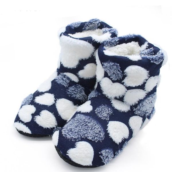 

boots furry winter warm home shoes women padded ankle soft bottom floor for, Black