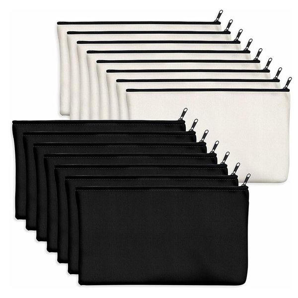 

pencil bags 15pcs blank canvas diy craft zipper pouches case for makeup toiletry stationary storage 8.3 x 4.7 inch
