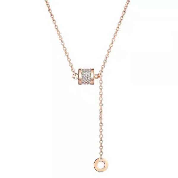 

fashion classic diamond necklace sliding cylindrical pendant luxury design jewelry with exquisite gift box packaging, Silver