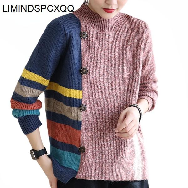 

women's sweaters limindspcxqq pink striped turtleneck pullovers women knitwear korean fashion vintage sweater female long sleeve casual, White;black