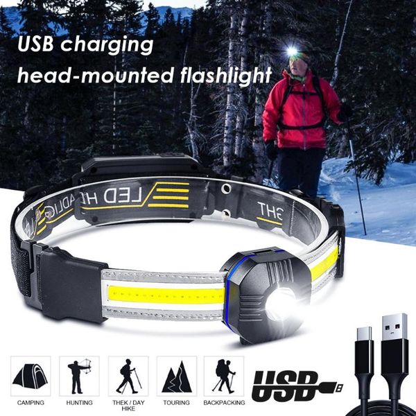 

headlamps multifunctional outdoor fishing cycling camping lighting usb charging floodlight cob patch searchlight night headlight