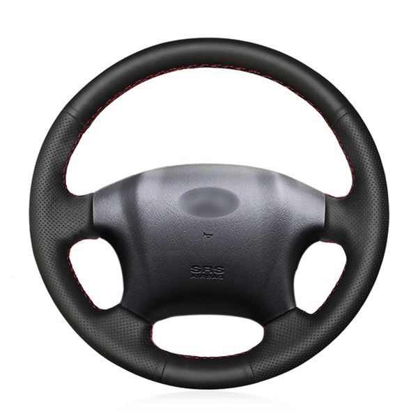 

diy custom black artificial leather steering wheel cover for hyundai tucson 2006-2014