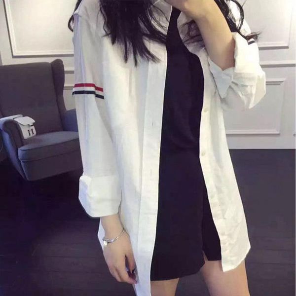 

women's blouses & shirts women shirt casual white classic red and blue striped armband for men