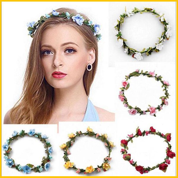 

hair accessories crowns flower headbands women artificial floral hairbands fashion headwear for girls beach wedding garlands, Slivery;white
