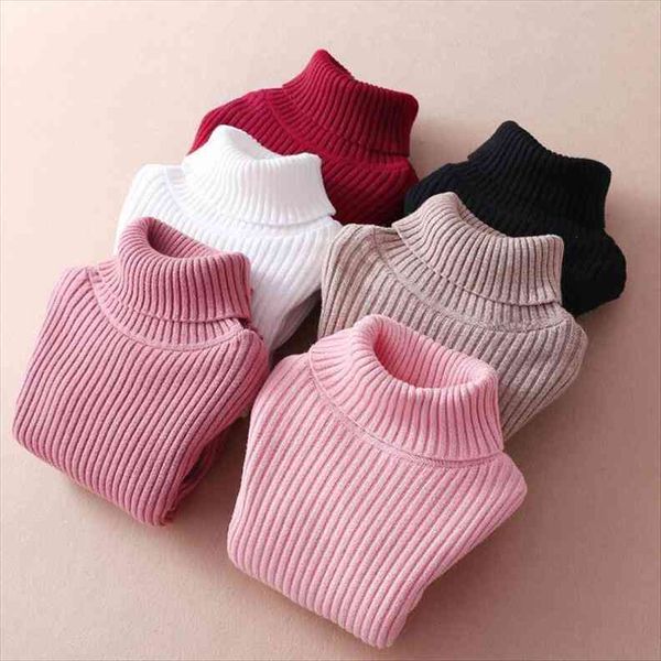 

ins autumn winter fashion kid sweaters girls turtleneck knit ribbed, Blue