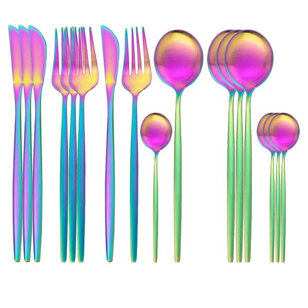 

flatware sets stainless steel dinner black matte dinnerware set knife fork spoon cutlery kitchen tableware silverware