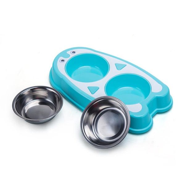 

dog apparel cat dual-use pet bowl neutral plastic + stainless steel removable washable double food