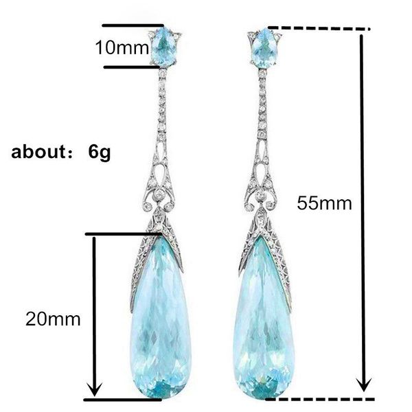 

highly qualified jewelry supplier simple atmospheric drop earrings wild sky blue crystal earrings female fashion jewelry, Silver