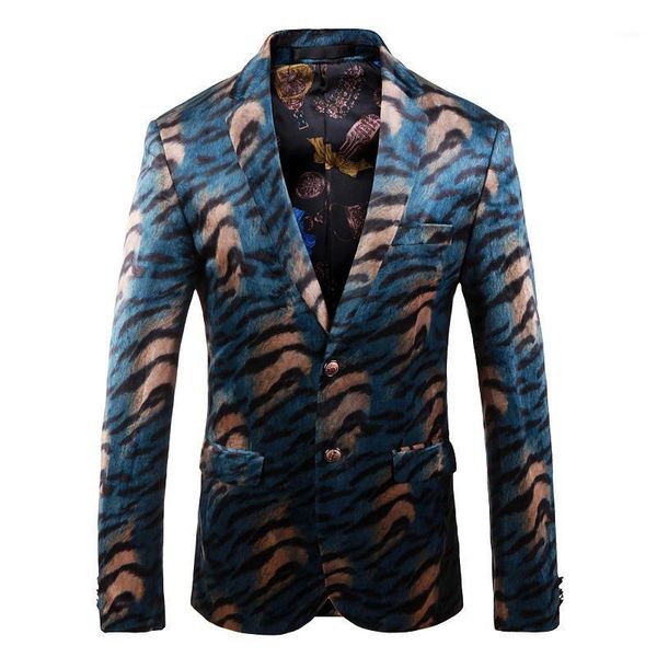 

digital printing men's suit long sleeve jacket fashion show men slim blazer casual party two button coat suits & blazers, White;black