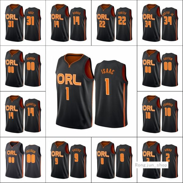 

2021-22 75th anniversary printed mens basketball orlando nikola vucevic terrence ross aaron gordon evan fournier al-farouq aminu magics, Black;red