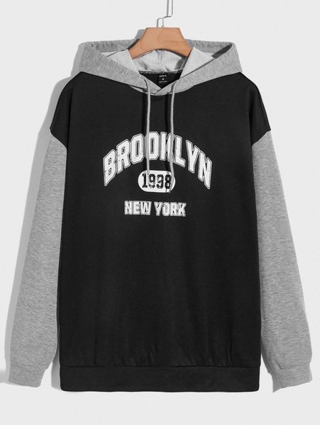 

men letter graphic hooded sweatshirt p8zu#, Black