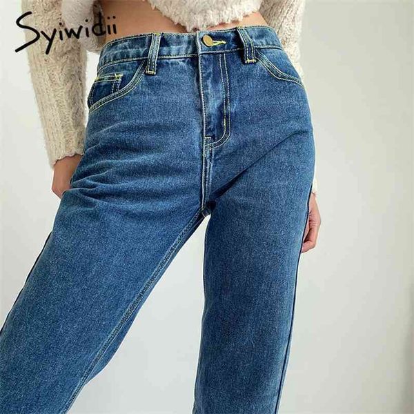

high waisted mom jeans for women harem pants denim vintage streetwear blue fashion spring summer clothes trousers 210607