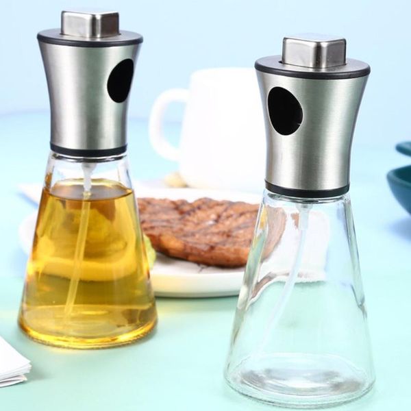 

oil spray bottle 200ml stainless steel funnel pressed olive sprayer vinegar dispenser for bbq baking roasting pressers