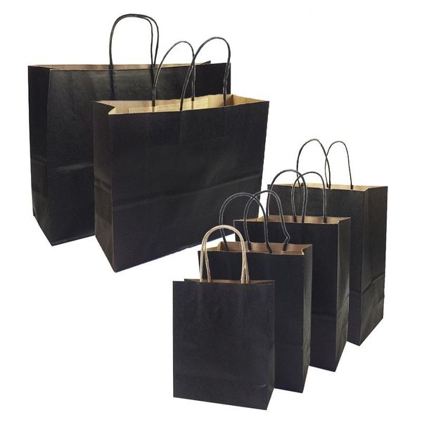 

gift wrap 10 pcs/lot bags with handles multi-function high-end black paper 6 size recyclable environmental protection bag