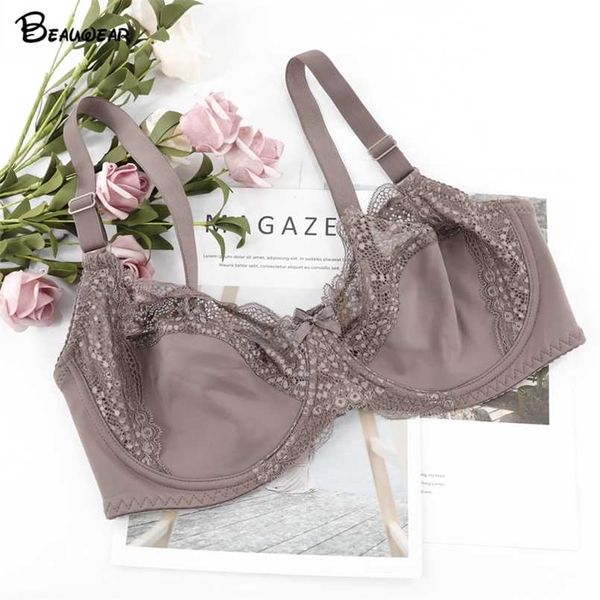 Beauwear Reggiseni di grandi dimensioni C D DD E Coppa per donna Reggiseno non imbottito con ferretto Reggiseno sexy da donna a coppa piena Reggiseno taglie forti 211110